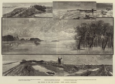 Las inundaciones en el país de los pantanos, vistas alrededor de Crowland de Charles Auguste Loye
